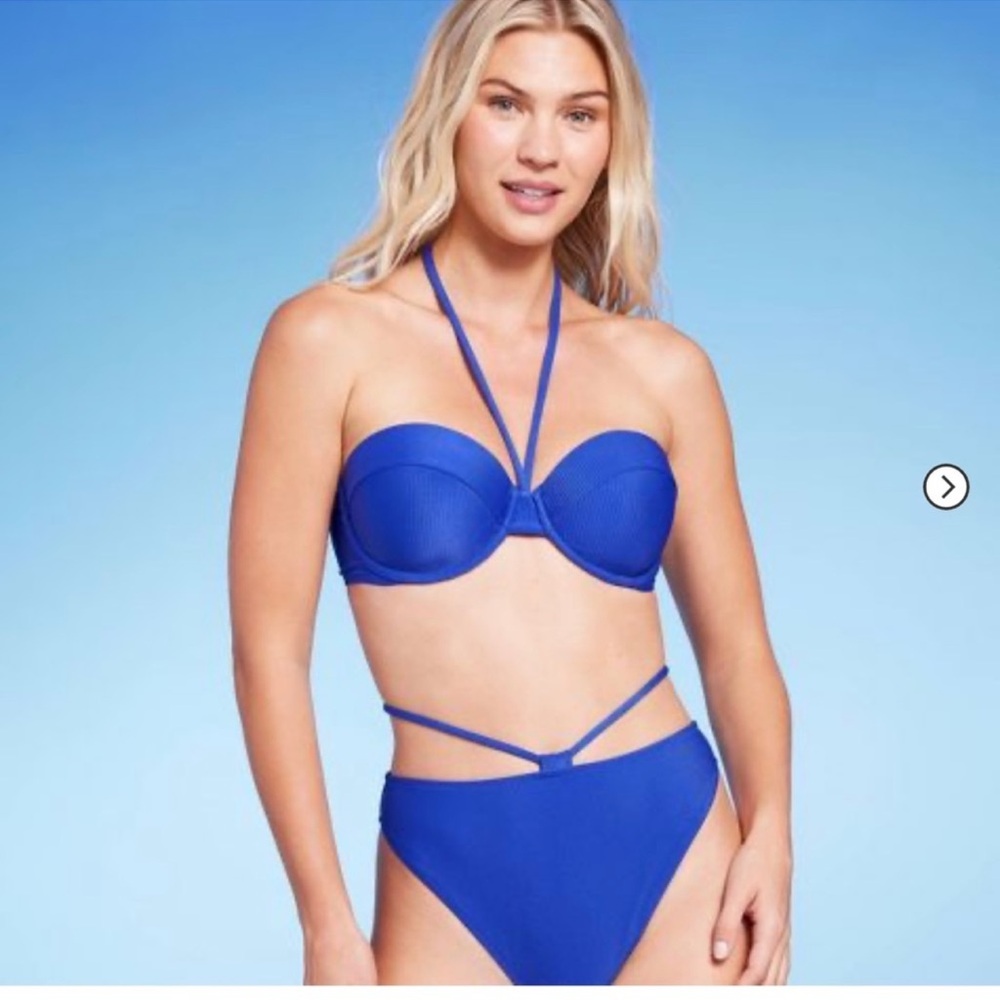 Shade & Shore Blue Bikini with Bandeau Top and Wrap Detail
